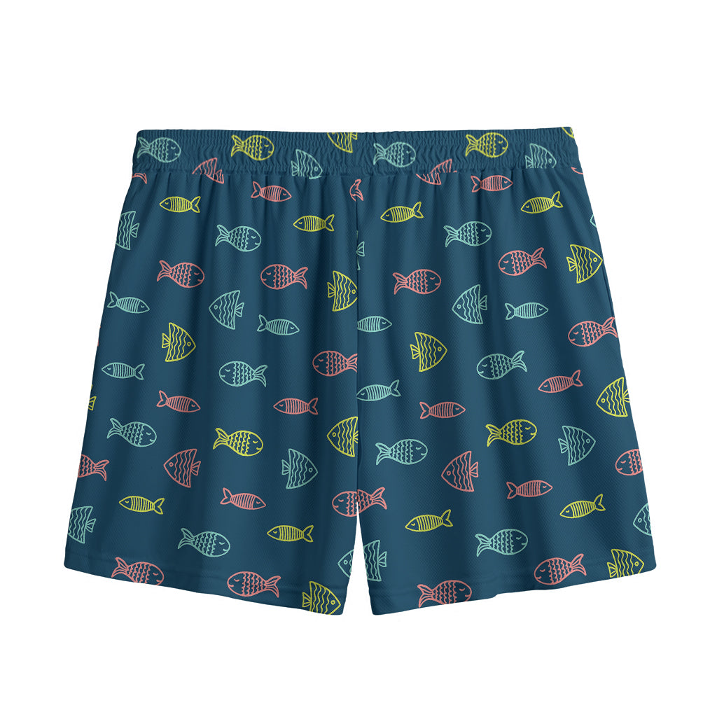 Cute Fish Pattern Print Mesh Shorts