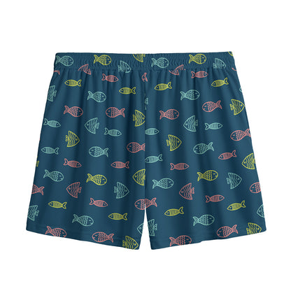 Cute Fish Pattern Print Mesh Shorts
