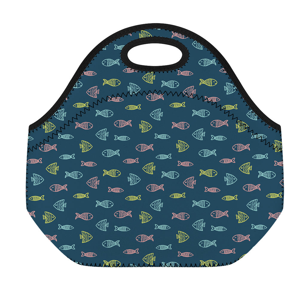 Cute Fish Pattern Print Neoprene Lunch Bag