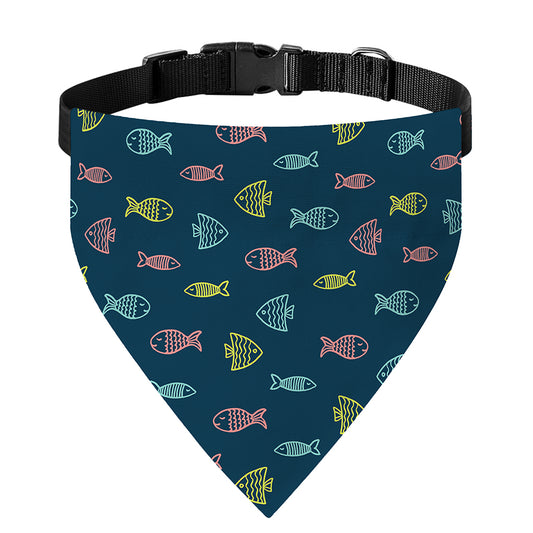 Cute Fish Pattern Print Over The Collar Dog Bandana