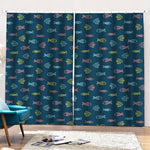 Cute Fish Pattern Print Pencil Pleat Curtains