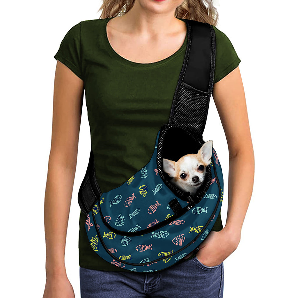 Cute Fish Pattern Print Pet Sling Carrier