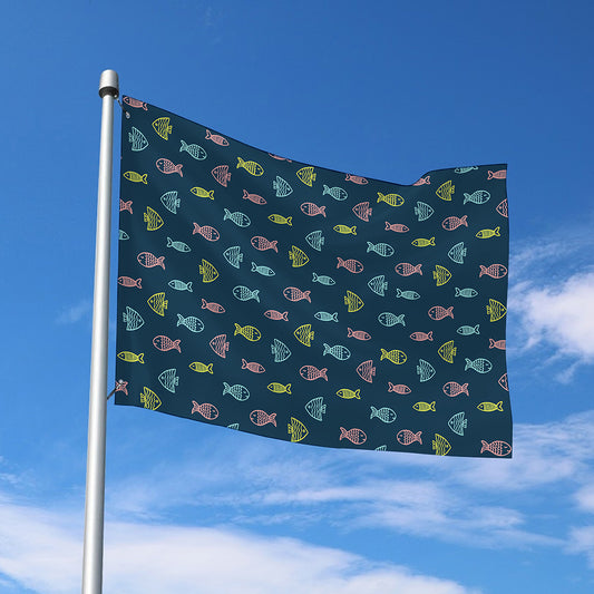 Cute Fish Pattern Print Polyester Flag