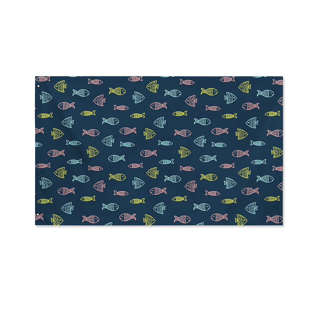 Cute Fish Pattern Print Polyester Flag