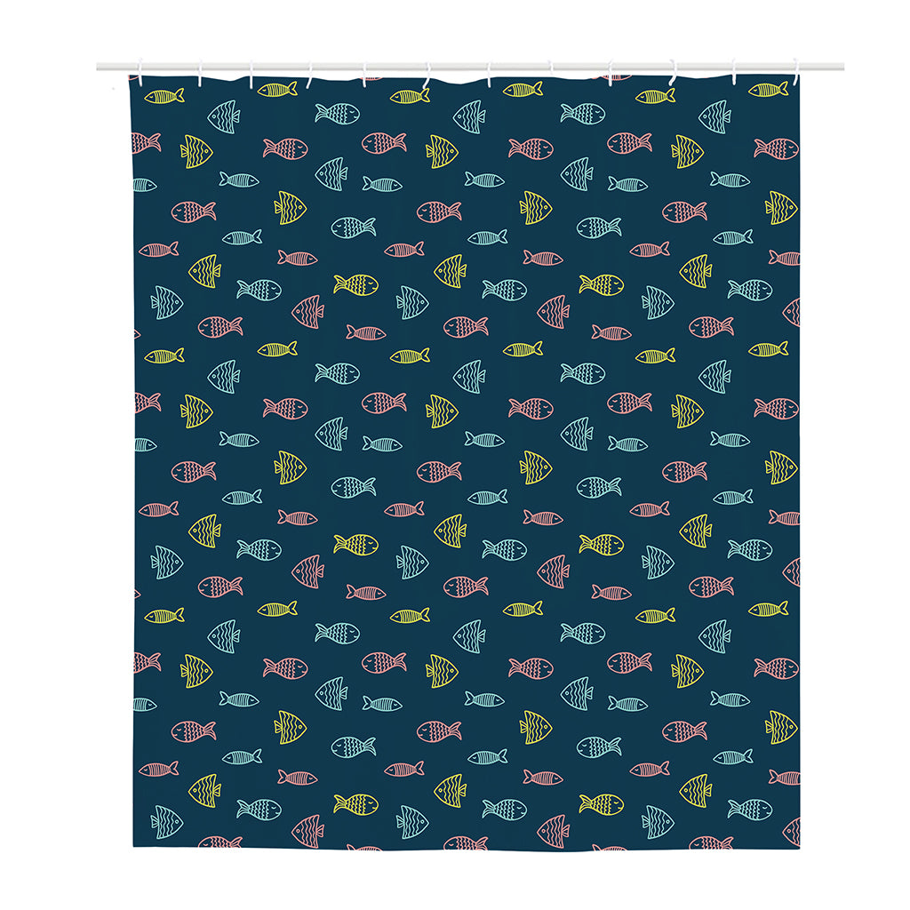 Cute Fish Pattern Print Polyester Shower Curtain