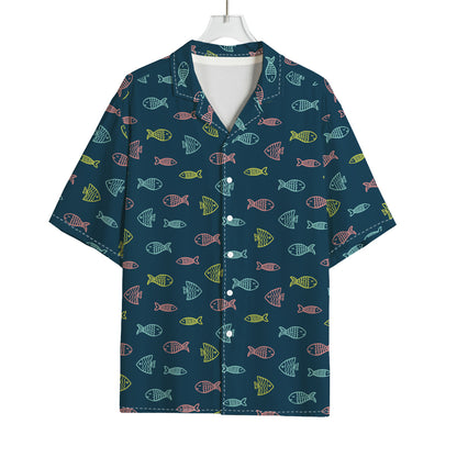 Cute Fish Pattern Print Rayon Hawaiian Shirt