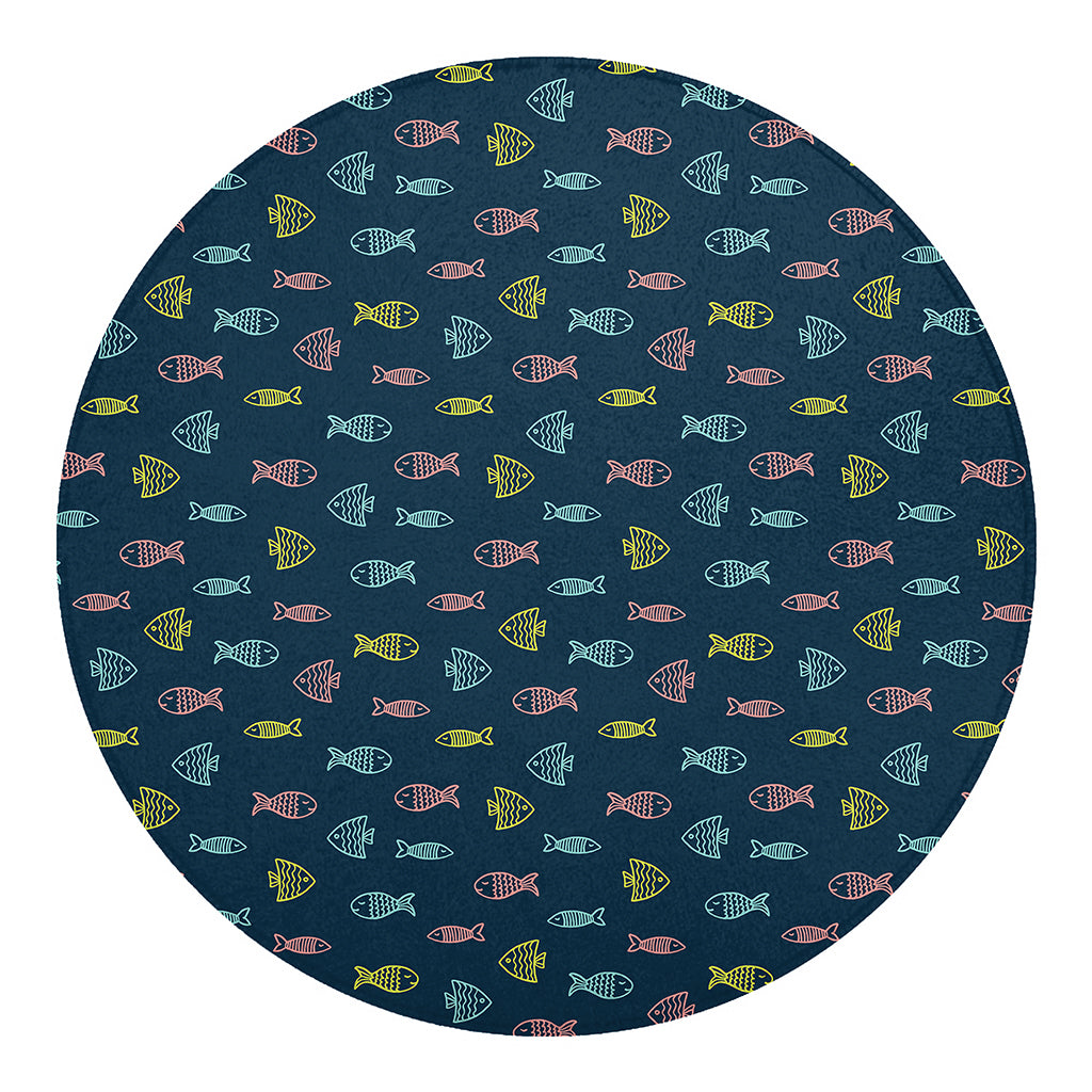 Cute Fish Pattern Print Round Blanket