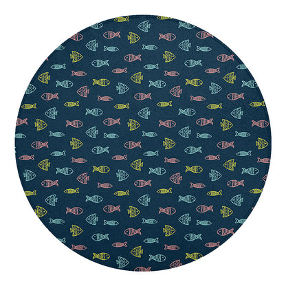 Cute Fish Pattern Print Round Blanket