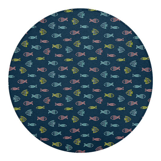 Cute Fish Pattern Print Round Blanket