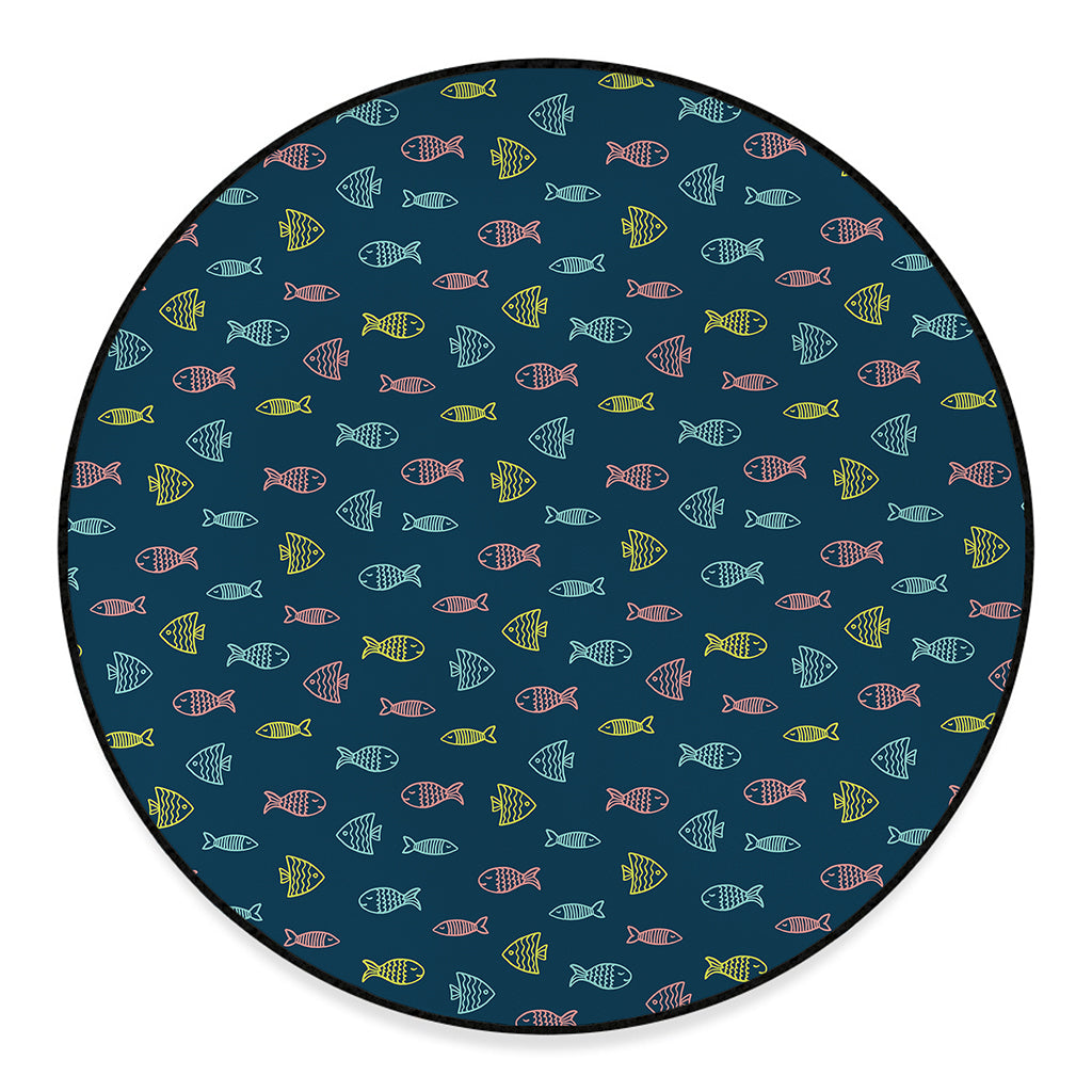 Cute Fish Pattern Print Round Floor Mat