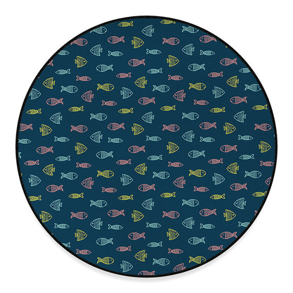 Cute Fish Pattern Print Round Floor Mat