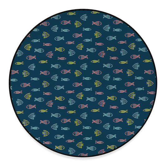Cute Fish Pattern Print Round Floor Mat