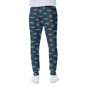 Cute Fish Pattern Print Scuba Joggers