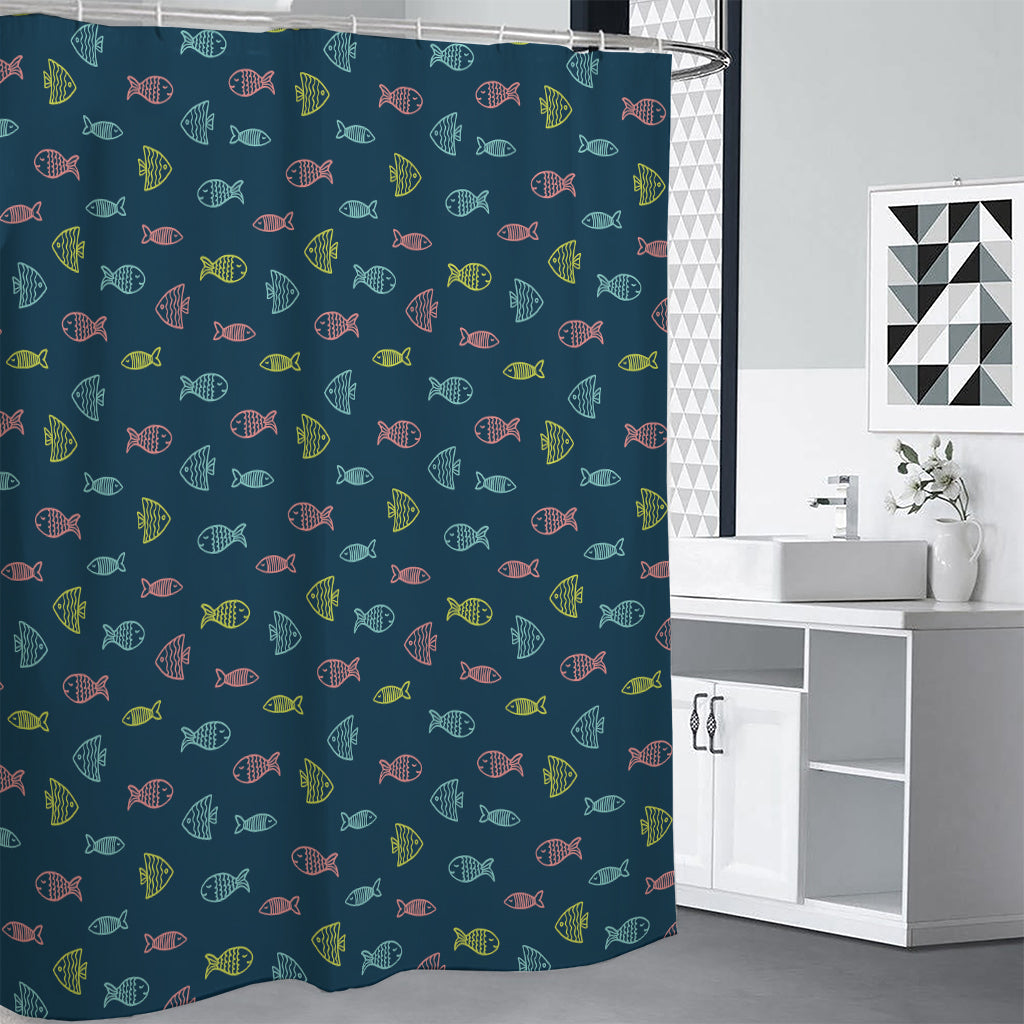 Cute Fish Pattern Print Shower Curtain