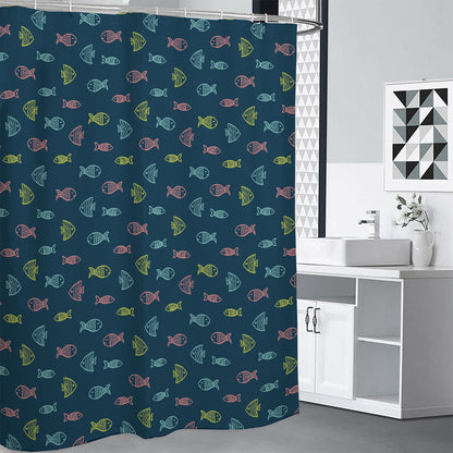 Cute Fish Pattern Print Shower Curtain