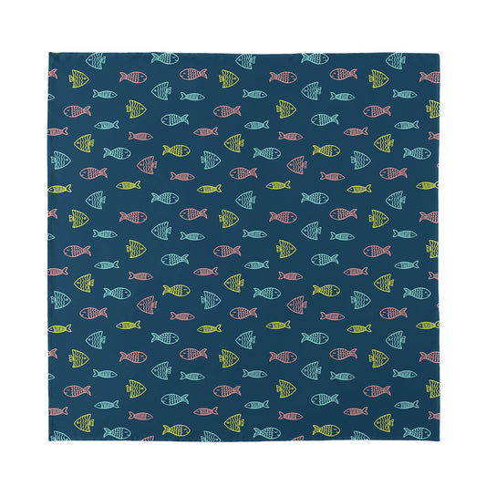 Cute Fish Pattern Print Silk Bandana