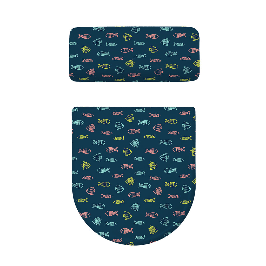 Cute Fish Pattern Print Toilet Lid And Tank Cover Set