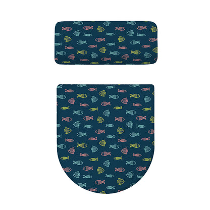 Cute Fish Pattern Print Toilet Lid And Tank Cover Set