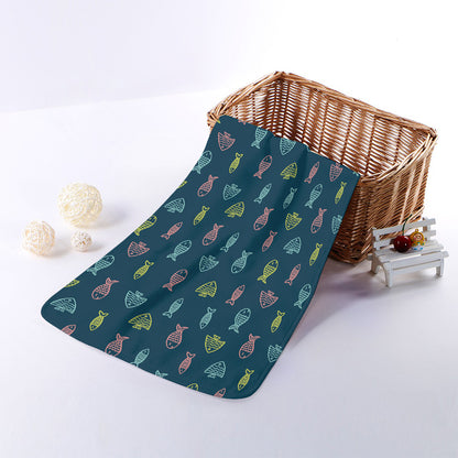 Cute Fish Pattern Print Towel