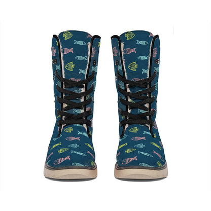 Cute Fish Pattern Print Winter Boots