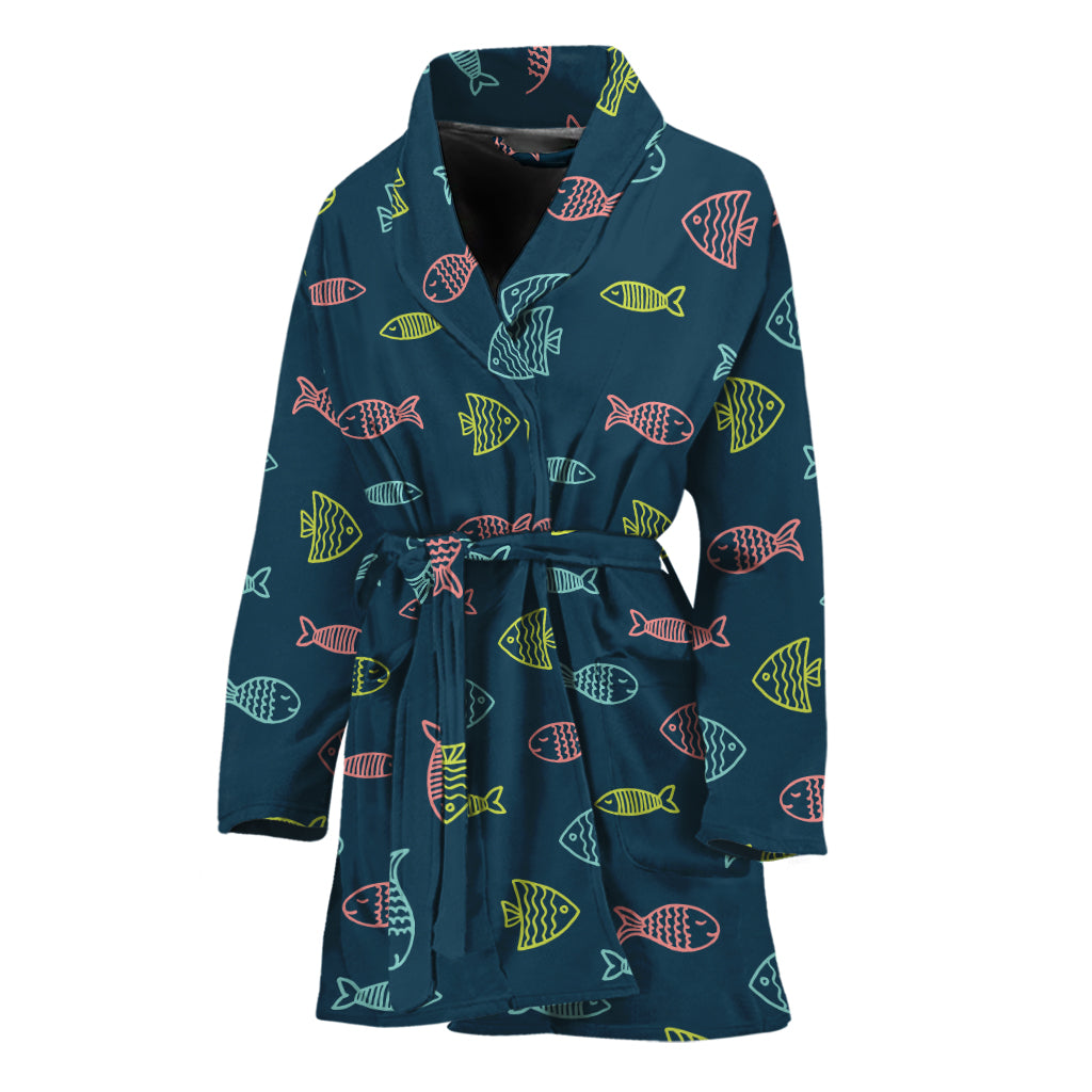 Cute Fish Pattern Print Women's Bathrobe