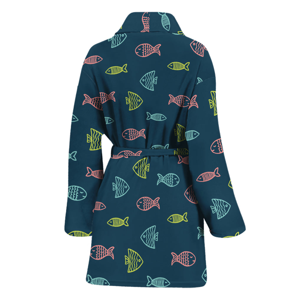 Cute Fish Pattern Print Women's Bathrobe