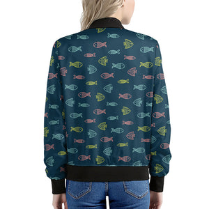 Cute Fish Pattern Print Women's Bomber Jacket