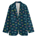 Cute Fish Pattern Print Women's Cotton Blazer