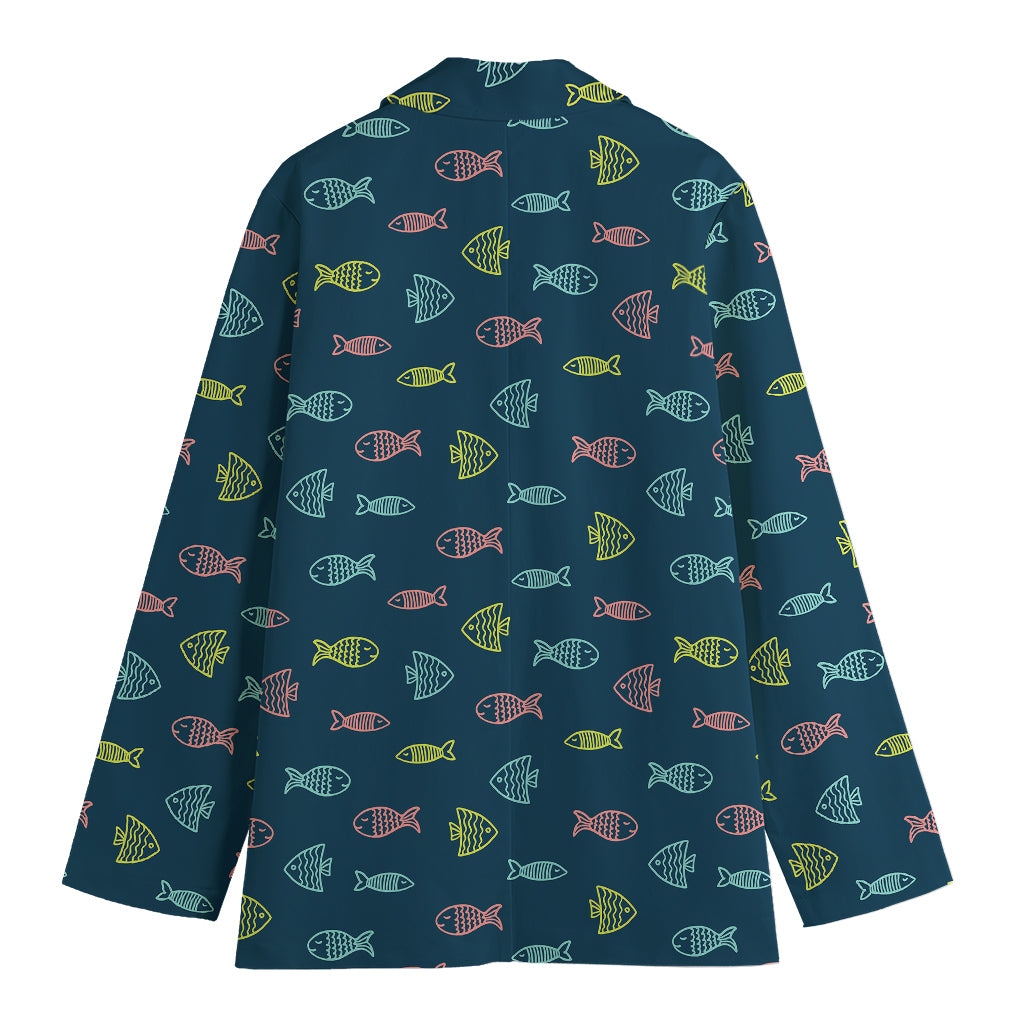 Cute Fish Pattern Print Women's Cotton Blazer