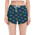 Cute Fish Pattern Print Women's Split Running Shorts