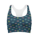 Cute Fish Pattern Print Women's Sports Bra