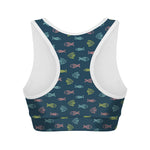Cute Fish Pattern Print Women's Sports Bra
