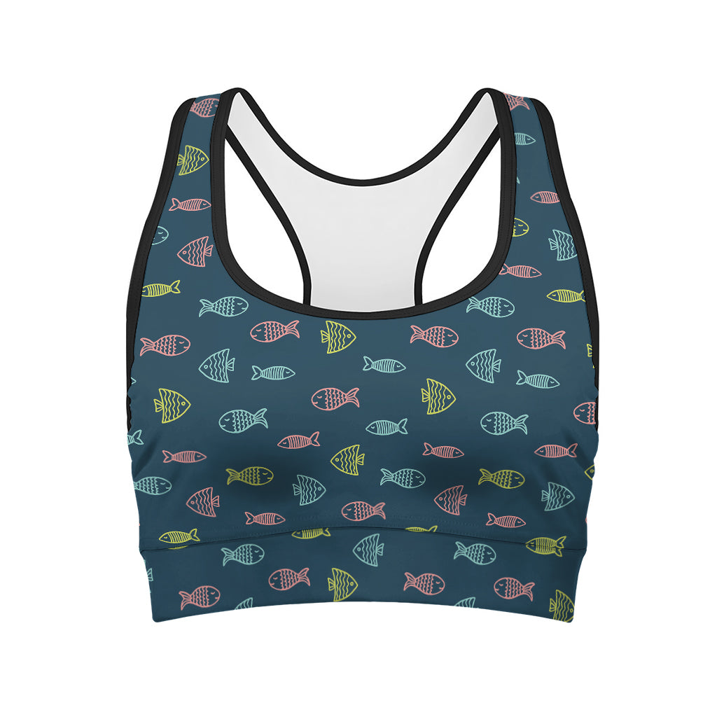 Cute Fish Pattern Print Women's Sports Bra