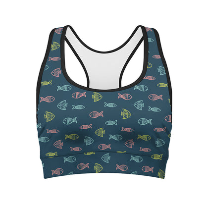 Cute Fish Pattern Print Women's Sports Bra