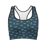 Cute Fish Pattern Print Women's Sports Bra