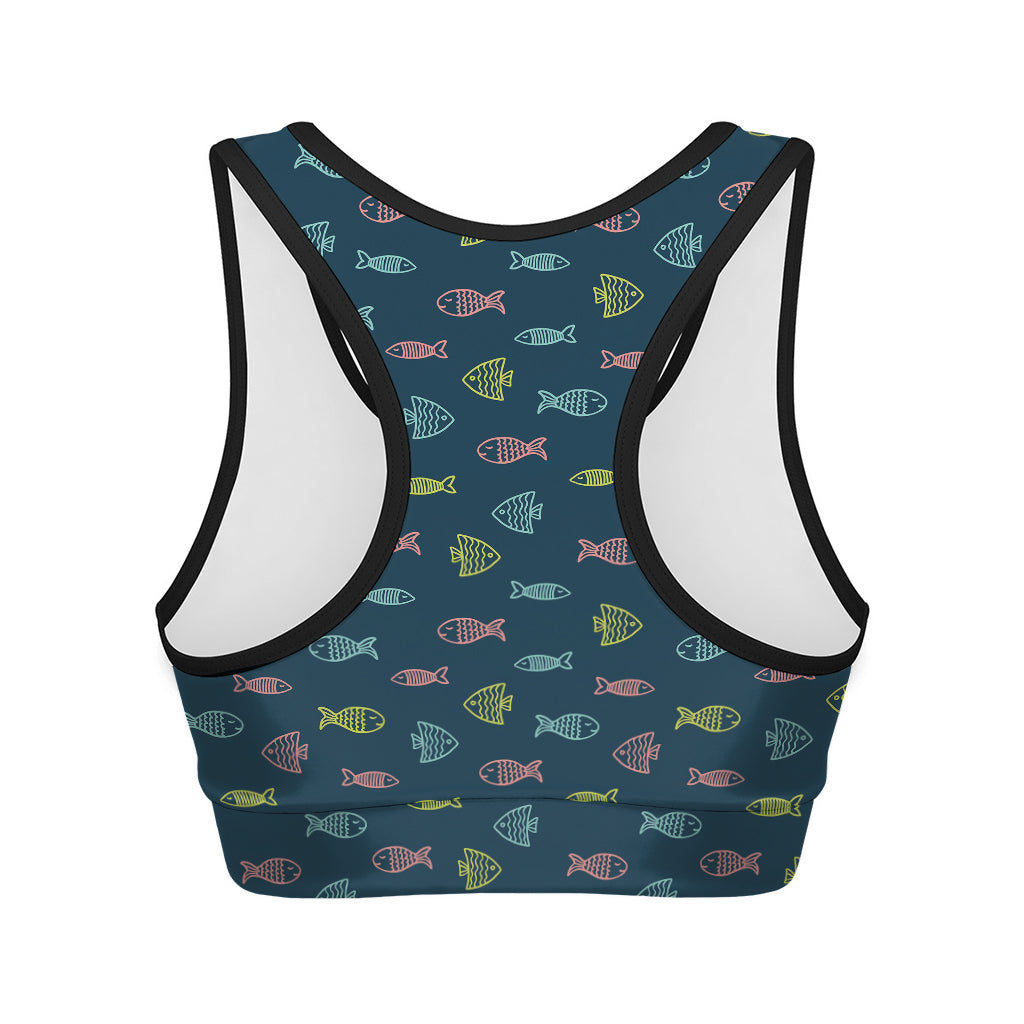 Cute Fish Pattern Print Women's Sports Bra