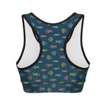Cute Fish Pattern Print Women's Sports Bra
