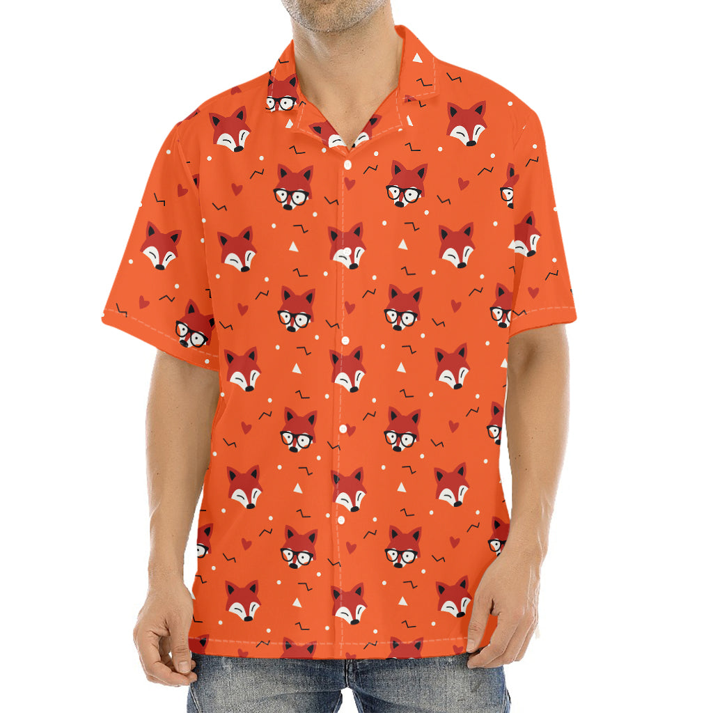 Cute Fox Pattern Print Aloha Shirt