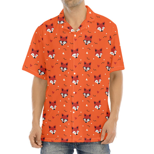 Cute Fox Pattern Print Aloha Shirt