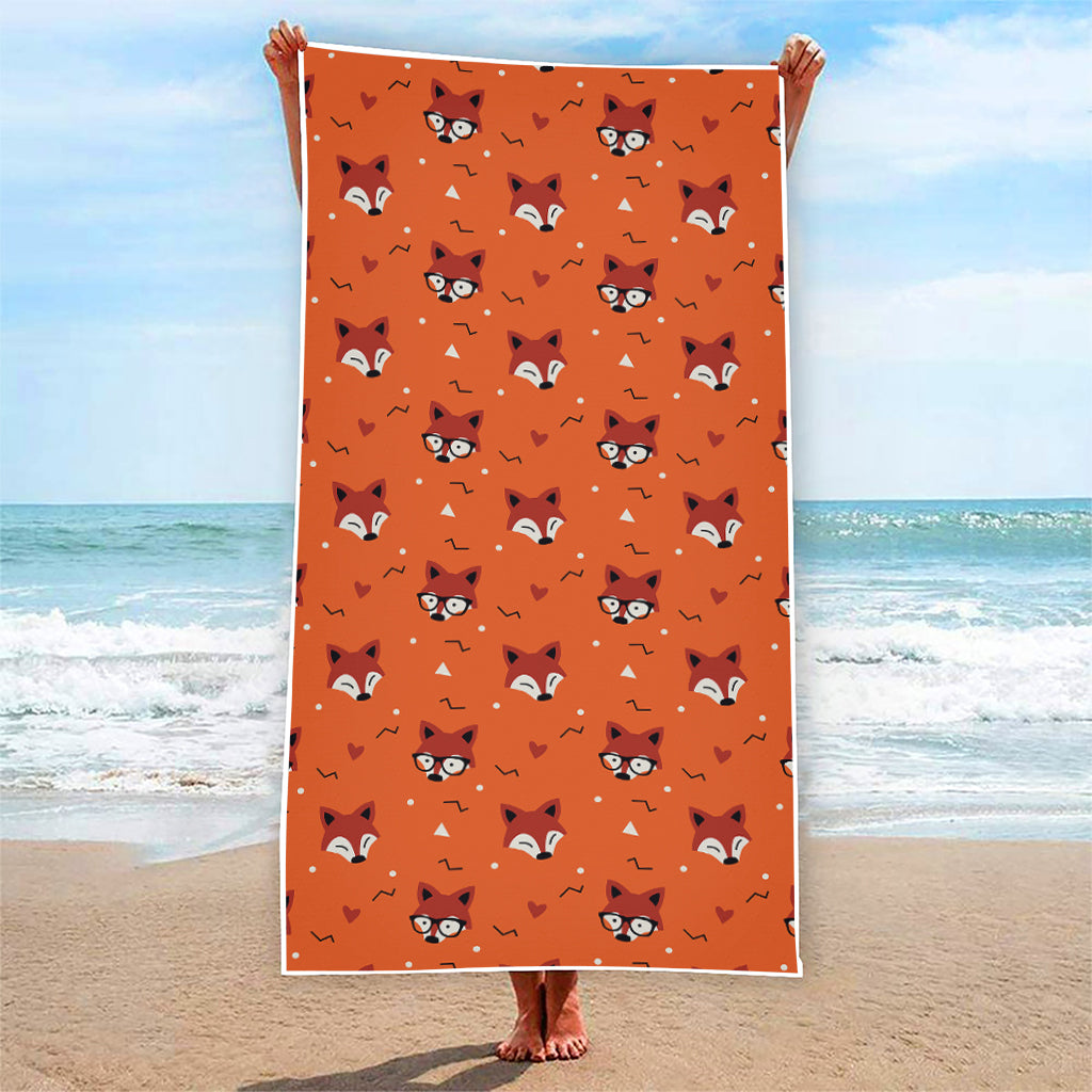 Cute Fox Pattern Print Beach Towel