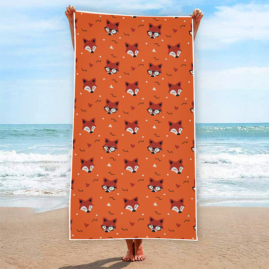 Cute Fox Pattern Print Beach Towel