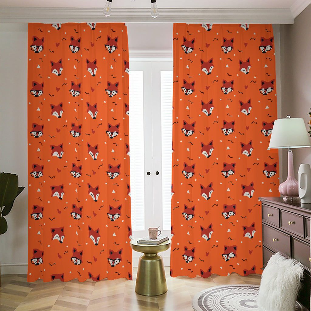 Cute Fox Pattern Print Blackout Pencil Pleat Curtains