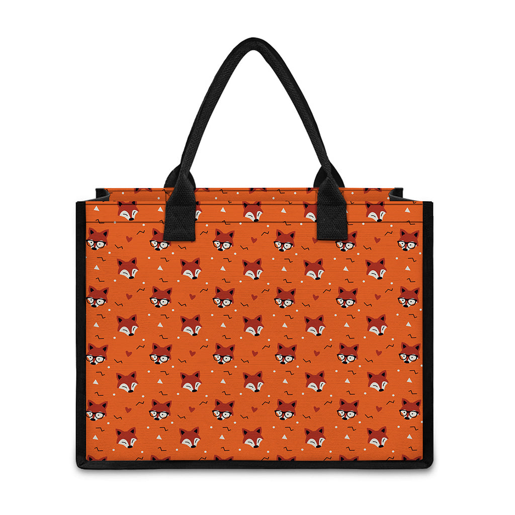 Cute Fox Pattern Print Canvas Tote Bag