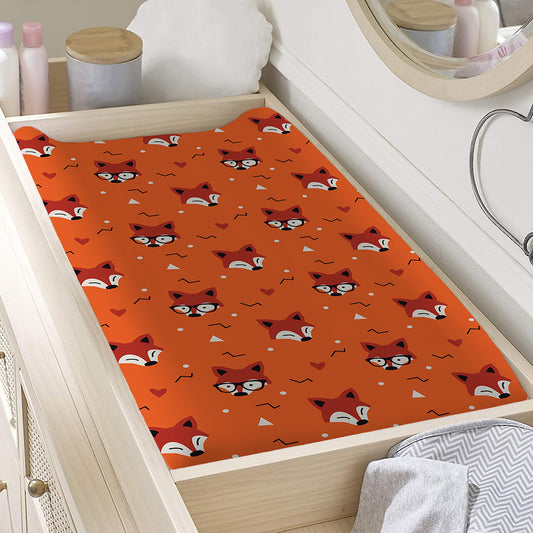 Cute Fox Pattern Print Changing Pad Cover