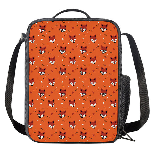 Cute Fox Pattern Print Crossbody Lunch Bag