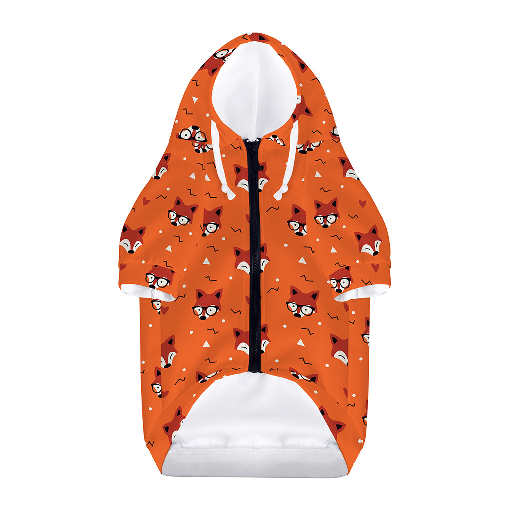 Cute Fox Pattern Print Dog Zip Up Hoodie