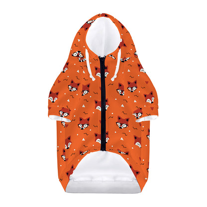 Cute Fox Pattern Print Dog Zip Up Hoodie