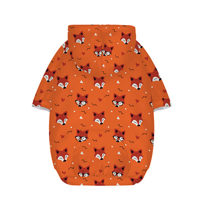 Cute Fox Pattern Print Dog Zip Up Hoodie