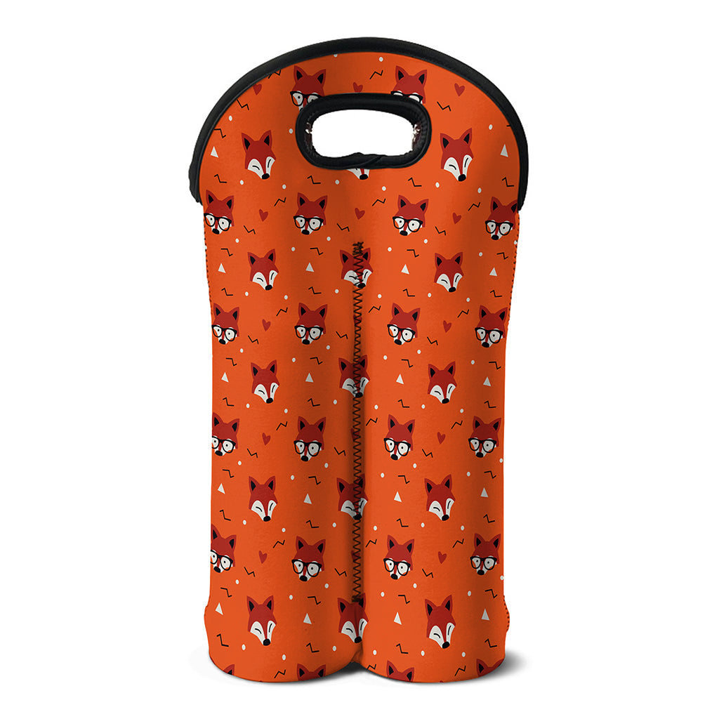 Cute Fox Pattern Print Double Neoprene Wine Tote