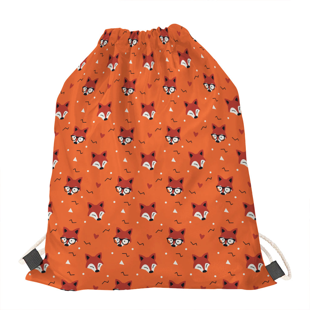 Cute Fox Pattern Print Drawstring Bag